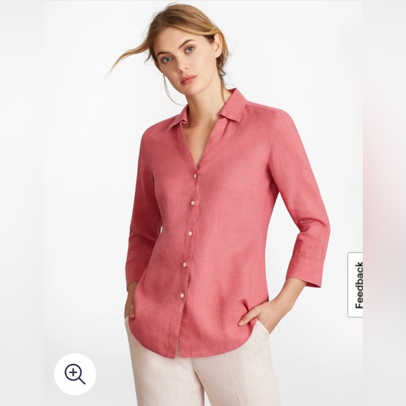 Brooks Brothers Women's Rose 100% Linen Button-Down Shirt - Picture 2 of 12